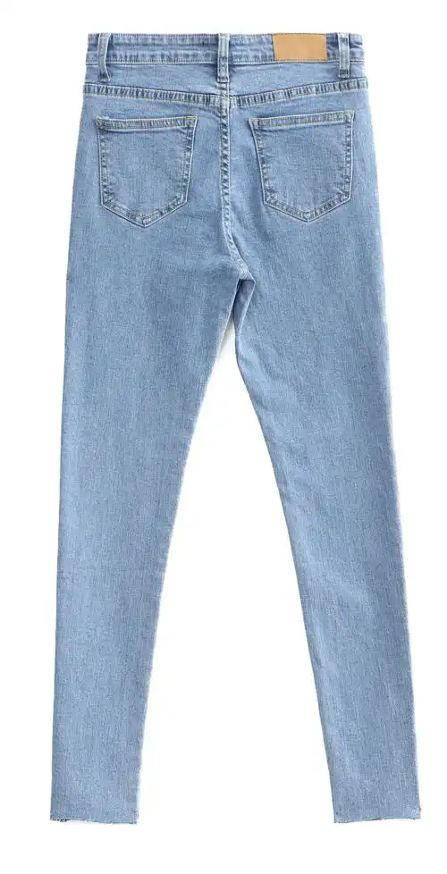 牛仔裤女紧身小脚2020春款显瘦百搭弹力毛边长裤子暖青汇