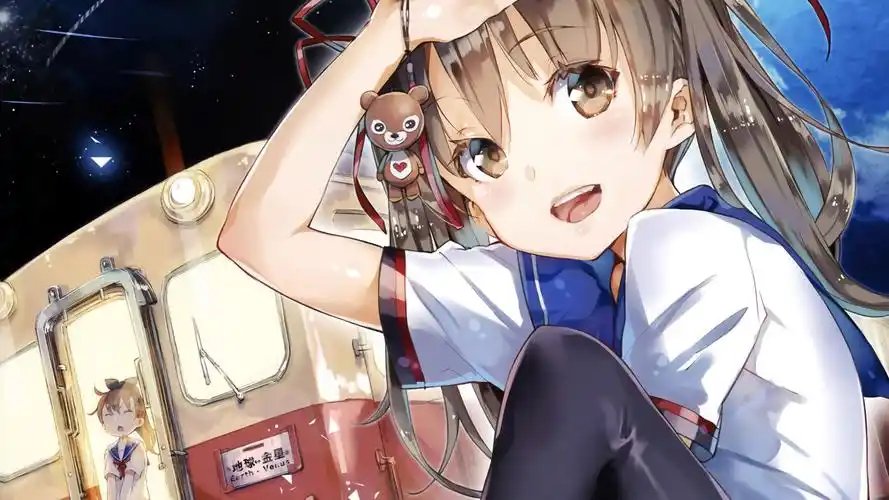 女孩,坐车,校服,可爱挂饰,动漫可爱女生壁纸