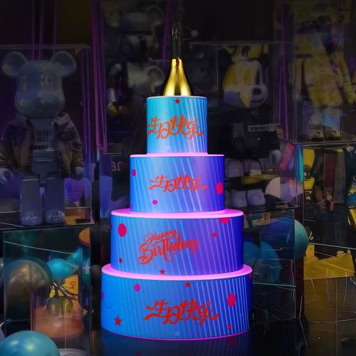 ktv酒吧生日快乐发光蛋糕车机塔酒店小推车酒座出酒送餐车小推车