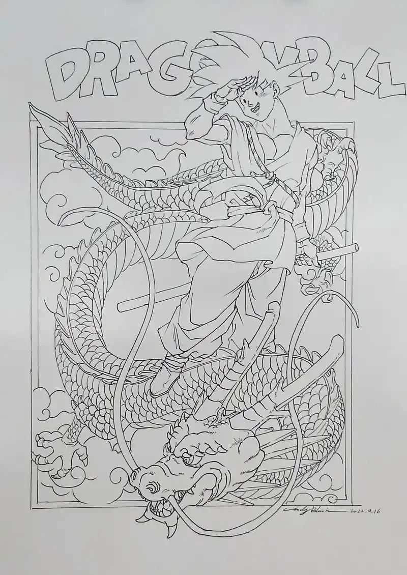 孙悟空海报插画线稿～#画画 #七龙珠 #孙悟空 #艺术 #孝 - 抖音