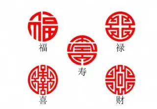 福禄寿喜财圆形镂空字