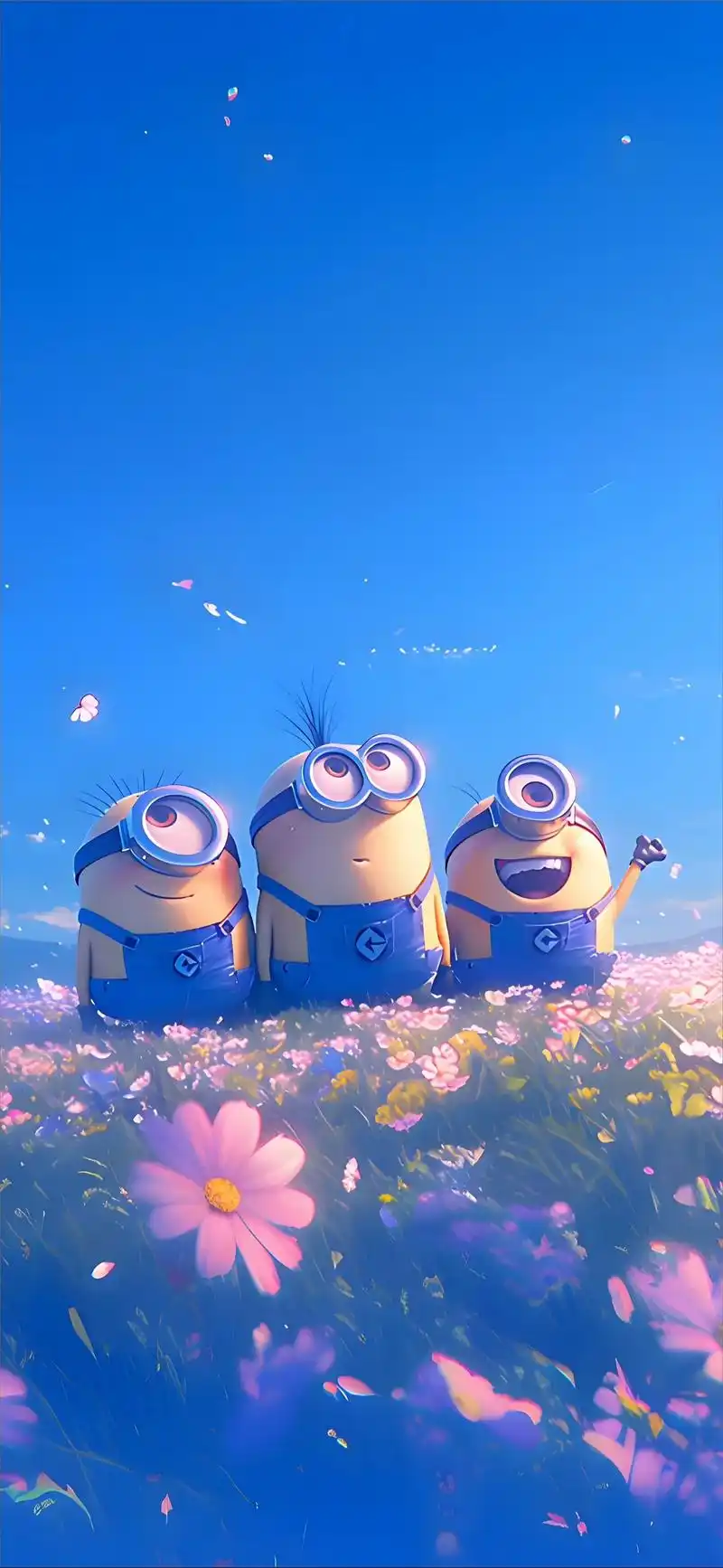 小黄人壁纸.看月亮,看花海,咦?怎么是和你一起?98 #治愈 - 抖音