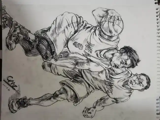 双人速写打篮球