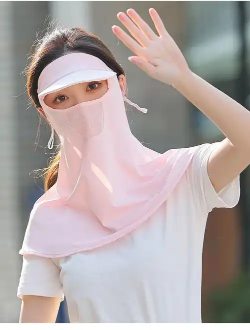 冰丝防晒面罩女夏季全脸护颈紫外线口罩透气薄款挂耳式遮阳面纱卓渠