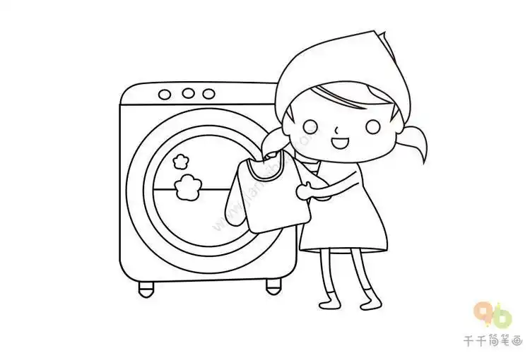 小女孩女生洗衣服的简笔画洗手儿童画怎么画洗手简笔画图片洗水简笔画