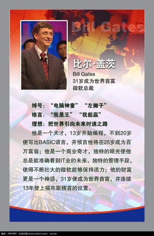 比尔盖茨名人简介海报