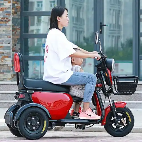 雷杰斯 接送小孩子 电动三轮车家用小型迷你女士电瓶代步车不倒翁