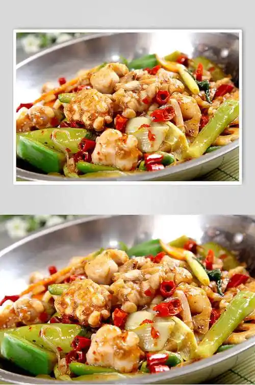 青椒干锅牛蛙美食摄影