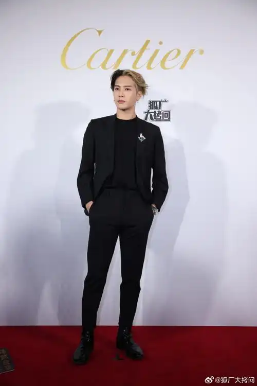 王嘉尔贵公子全黑西装