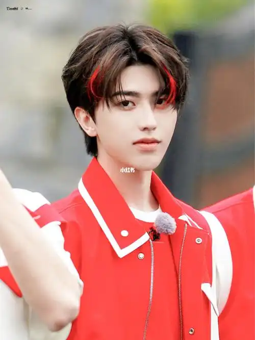 蔡徐坤红色挑染发型