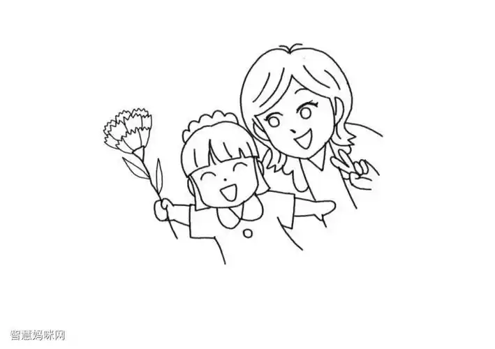 母亲节人物卡通简笔画