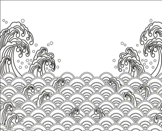 矢量海浪背景线稿