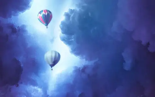 好看的蓝色晕染静谧天空动漫场景唯美画面桌面壁纸下载