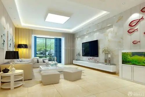 2015现代风格120平米三室一厅客厅装修效果图