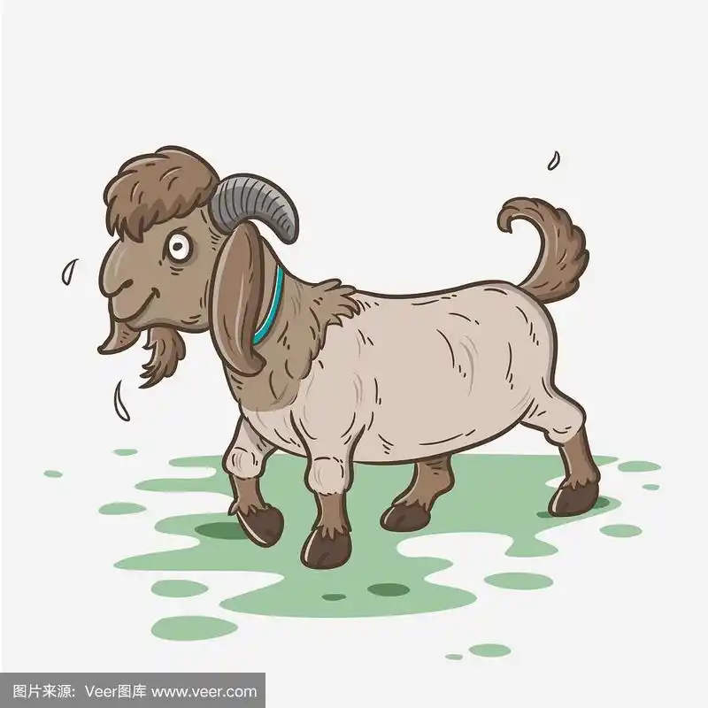 山羊卡通插图,矢量