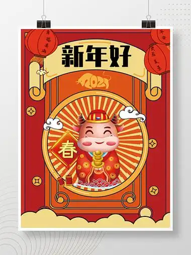 2021新年海报 i>喜 /i> i>庆 /i> i>北 /i> i>京 /i>手绘中国风春节 i