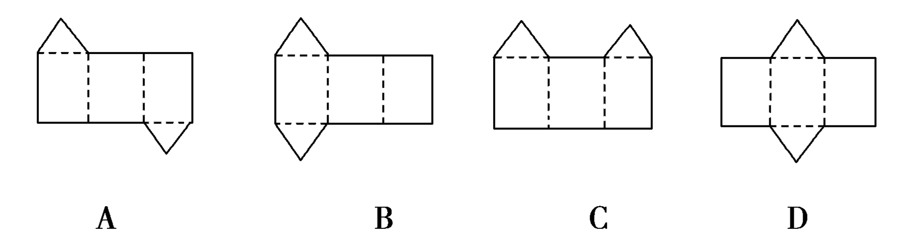 0  b.1  c.2  d.3 7.下列图形中,不能折成三棱柱的是