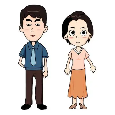 爸爸妈妈卡通手绘年轻的爸妈夫妻原创人物素材