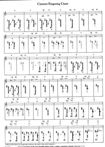 给你个美国的单簧管指法表,中国的老师们都是自己琢磨出来的,没准.