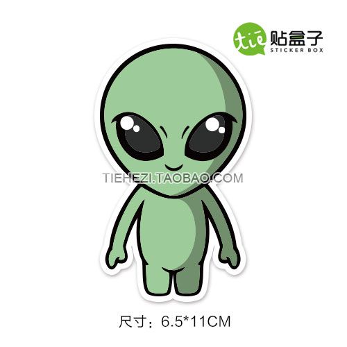 外星人卡通贴纸 笔记本电脑贴纸 拉杆箱旅行箱滑板吉他防水3m贴纸