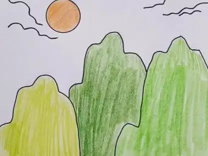 抖音小助手 #少儿简笔画 #风景#山水#画画