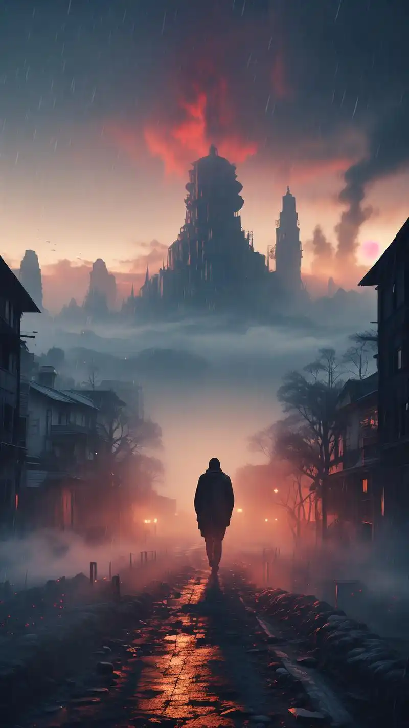 伤心背影壁纸92城镇街景下的伤感瞬间