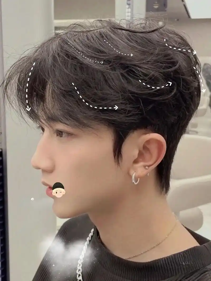 韩风纹理烫今日份纹理烫发97 头顶自然蓬松纹理感十足修容刘海修饰