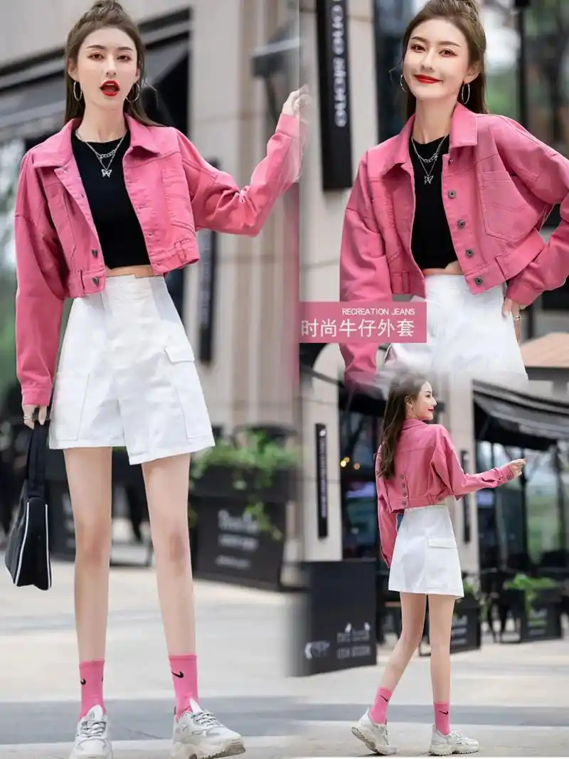 短款牛仔外套女春季新款小个子长袖上衣.