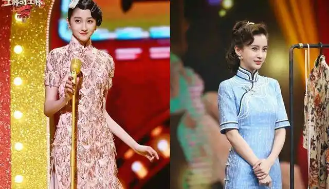 杨颖关晓彤复工首秀旗袍造型,一个淡雅一个活泼,你被谁惊艳到了_王牌