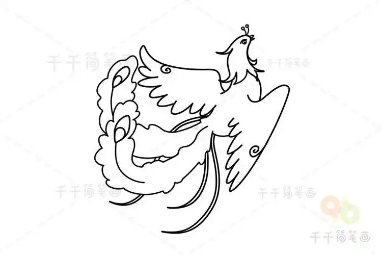 百鸟之王凤凰简笔画