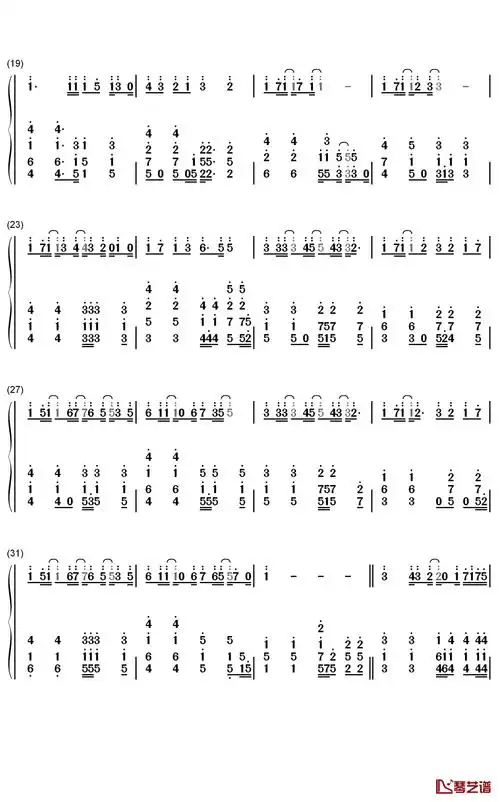 倔强钢琴简谱-数字双手-五月天-琴艺谱