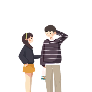 卡通简约逛街约会的情侣