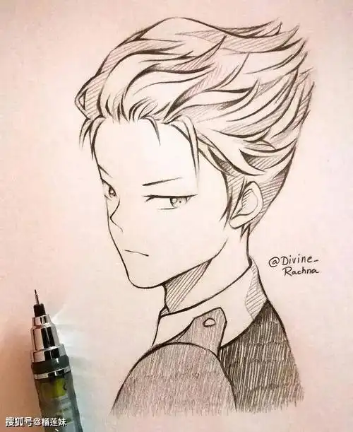 动漫人物手绘,好看到起飞,这样的线稿你给几分?