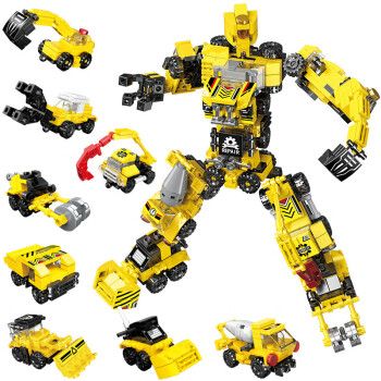 积木兼容乐高儿童小颗粒拼装玩具男孩幼儿园小盒装拼图 工程机甲8盒小