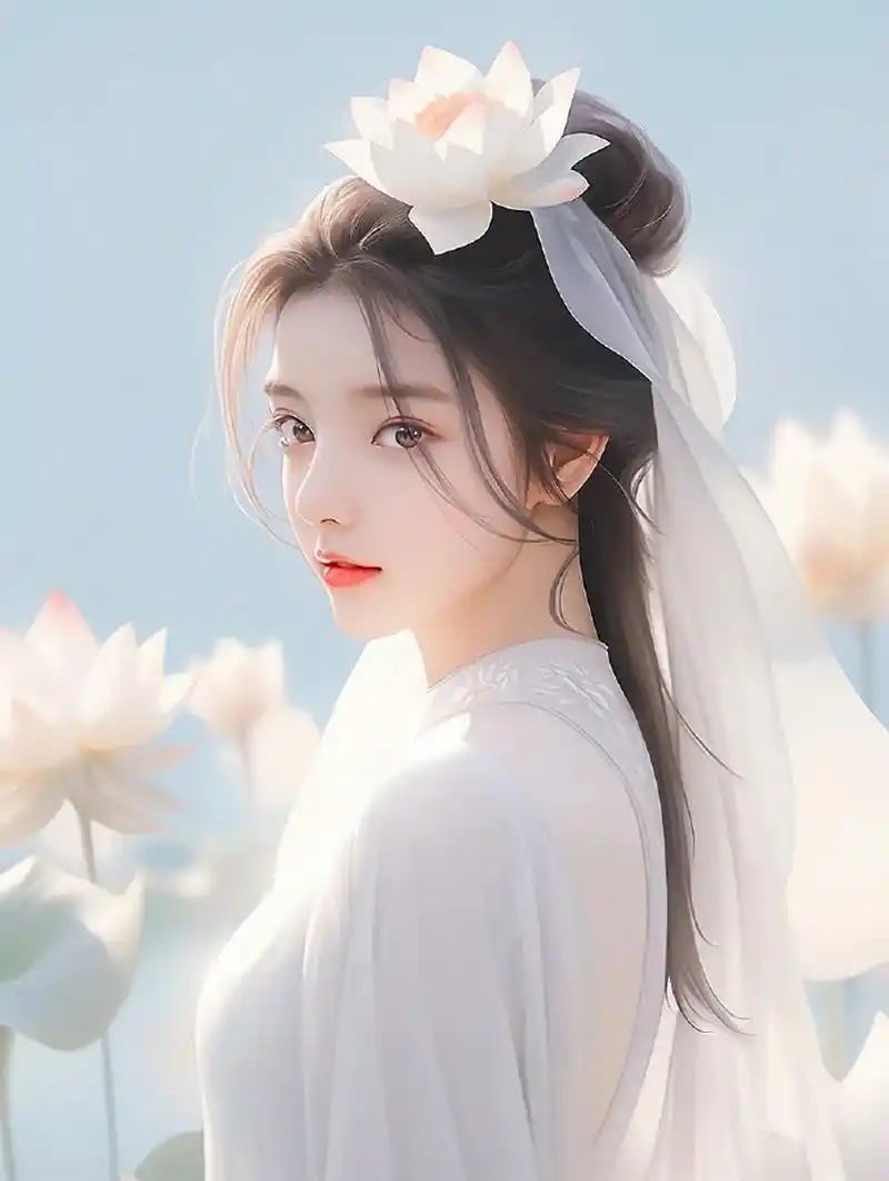清冷色系白衣仙子头像 676767 #古风插画