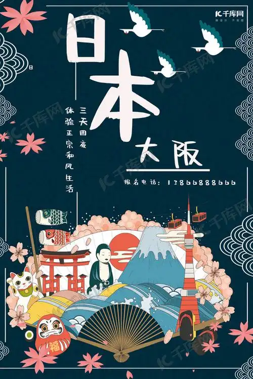 日本大阪旅游漫画宣传海报