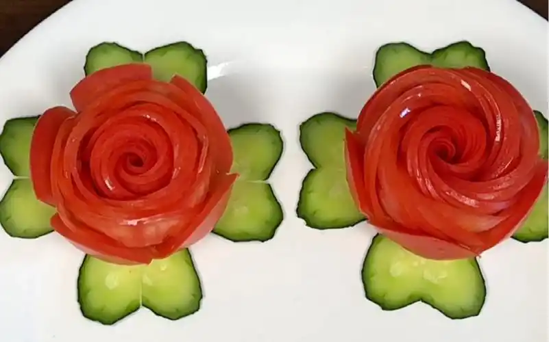 西红柿玫瑰花摆盘您学会了吗!