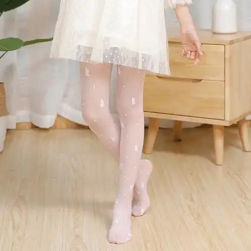 儿童夏季防勾丝袜网眼蕾丝花边九分舞蹈打底白色薄款连裤防蚊袜子