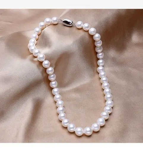 正圆淡水珍珠项链女送妈妈母亲生日礼物优雅气质真珠锁骨链品牌珠宝串