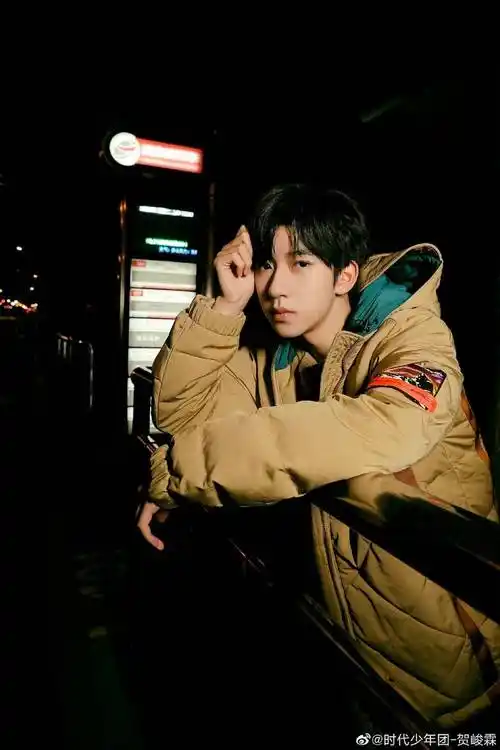 贺峻霖夜色氛围感大片绝了侧脸完颜