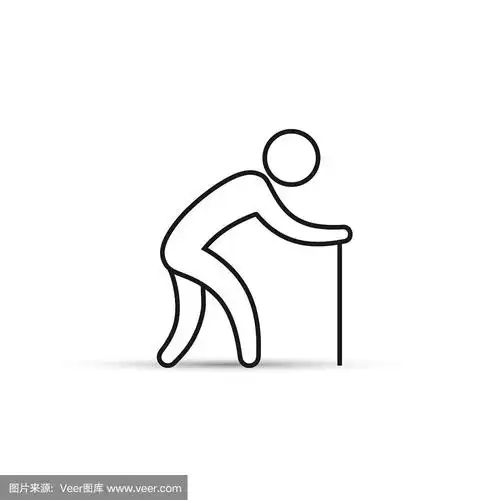 老人矢量轮廓图标,简单的剪影插图