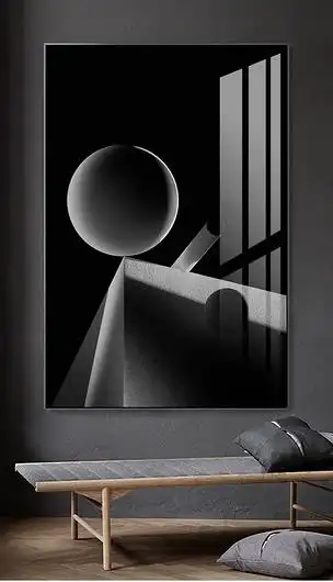 抽象立体黑白空间光影装饰画后现代轻奢