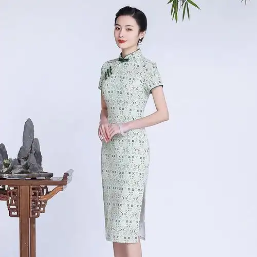 钱塘佳人小清新旗袍连衣裙中国国风复古碎花改良年轻旗袍