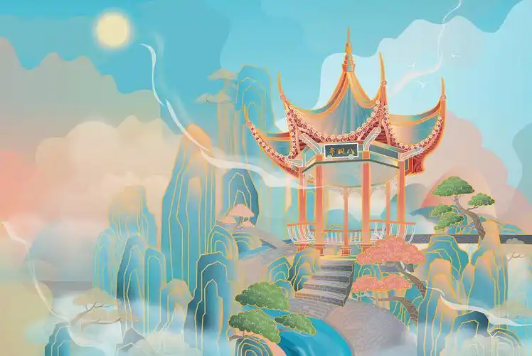 国潮插画-城市/古建筑(附过程)_80加菲猫猫08-站酷zcool