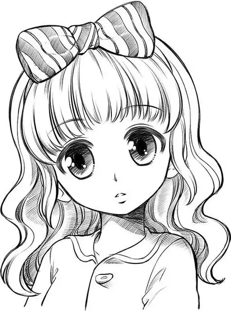 卡通美少女五官简笔画