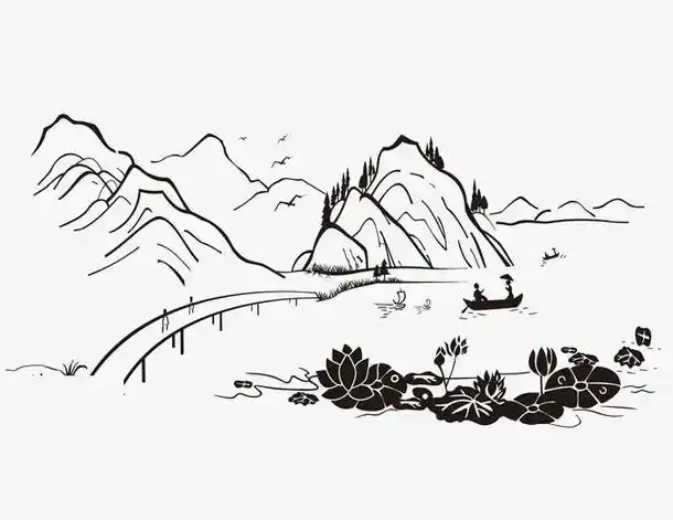 的山水风景画简单江南水乡风景简笔画江南水乡建筑简笔画如何画江南