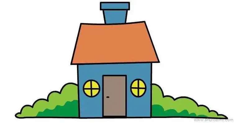 简笔画房子彩色画正面