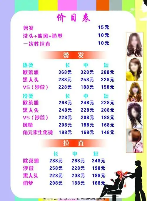 幼儿理发店价格表