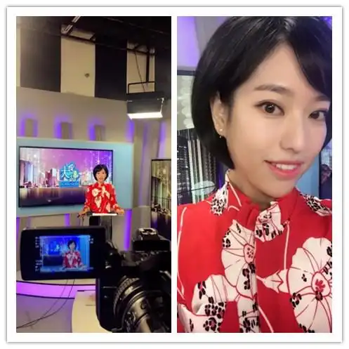 《大城小事》栏目主持人在现场,身穿莎斯莱思saslax品牌上衣.