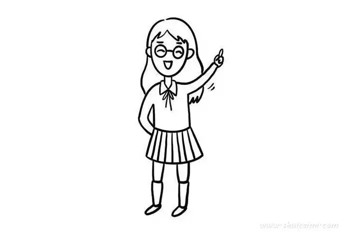 卡通小学生合影简笔画